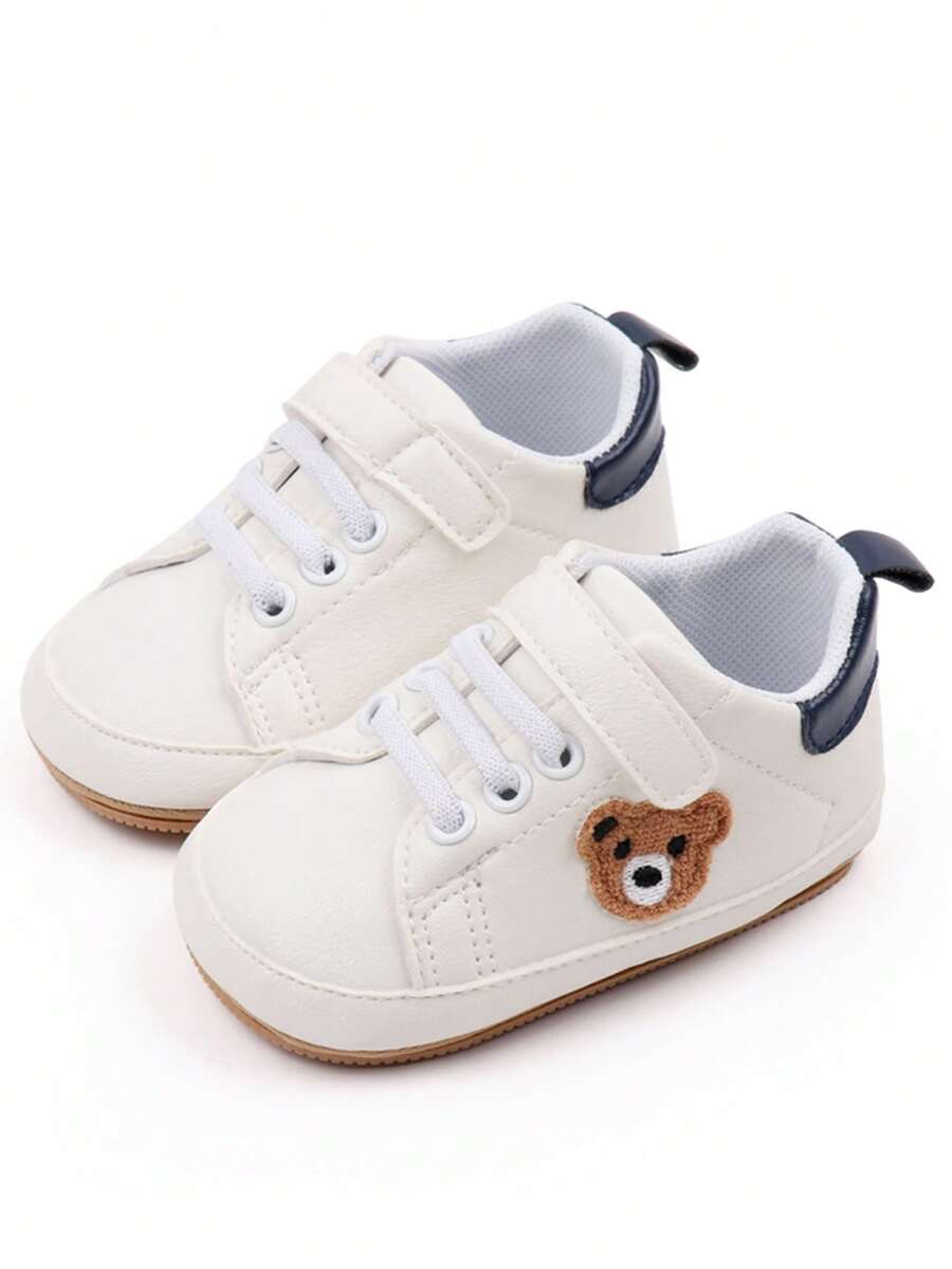 1 Pair Baby Shoes, Cute Cartoon Bear Design, Suitable For Indoor And Outdoor Non-Slip Toddler, Soft Flat Shoes - Blue - View 1
