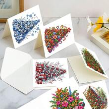 1 件/6 件 DIY 钻石画卡片套件，圣诞狗圣诞老人圣诞树姜饼屋灯塔设计，钻石艺术马赛克明信片，节日贺卡，适合感恩节、生日、圣诞节、万圣节表达温暖的祝福和最美好的祝愿，非常适合家庭、朋友、情人的节日派对邀请，手工工艺礼品套装，带信封的钻石画套件 - 彩色 - 查看 7
