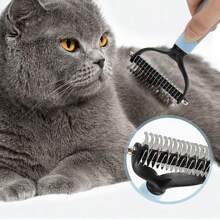 2 pezzi Rastrello per toelettatura di animali domestici - Rimozione dei nodi a doppia faccia e strumenti per la rimozione dei peli, guanti con setole, rastrello per il sottopelo di cani e gatti, spazzola ultra-larga e pettine per la rimozione dei peli, adatto per animali domestici a pelo lungo