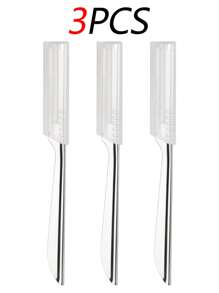 5/3/1pc Stainless Steel Eyebrow Razor With Protective Comb, Fine Blade, Perfect For Beginners, Makeup Tools