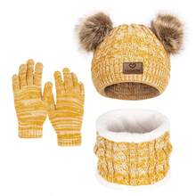 Set de 3 piezas: guantes de lana forrados, gorro y bufanda de punto para el invierno, excelentes para mantener el calor en climas fríos, gorro Benny y bufanda, marca de moda - Rosa - Ver 12