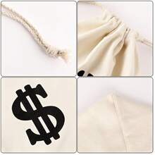 3pcs Costume Accessories Set, Including Dollar Sign Money Bag, Black Gloves, And Hat For Pirate/Burglar Role Play Outfit With Eye Mask Halloween