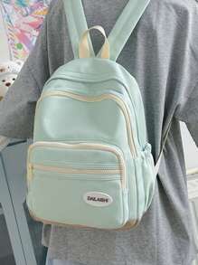 Mochila de Moda Feminina Colorblock, Bolsa com Multibolsos de Grande Capacidade para Carregar Livros, Tablet, Alça de Ombro Ajustável, Adequada para Uso Casual, Compras, Escola, Viagem