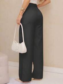 EMILI Women's Formal Tailored Trousers With Buttonless Closure - Black - View 3