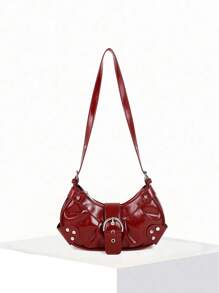 Retro Bag 1PC Y2K Gothic Fashionable Type Rivet Decoration Vintage Block Decoration Women's Shoulder Bags And Shoulder Botes Are Adjusted For Daily Travel, Niche Design, Steampunk, Goth,Bag For Women, Cool Girls Street Wear,Peferct For Music Festival, Concert, Rock Style Bag For Women