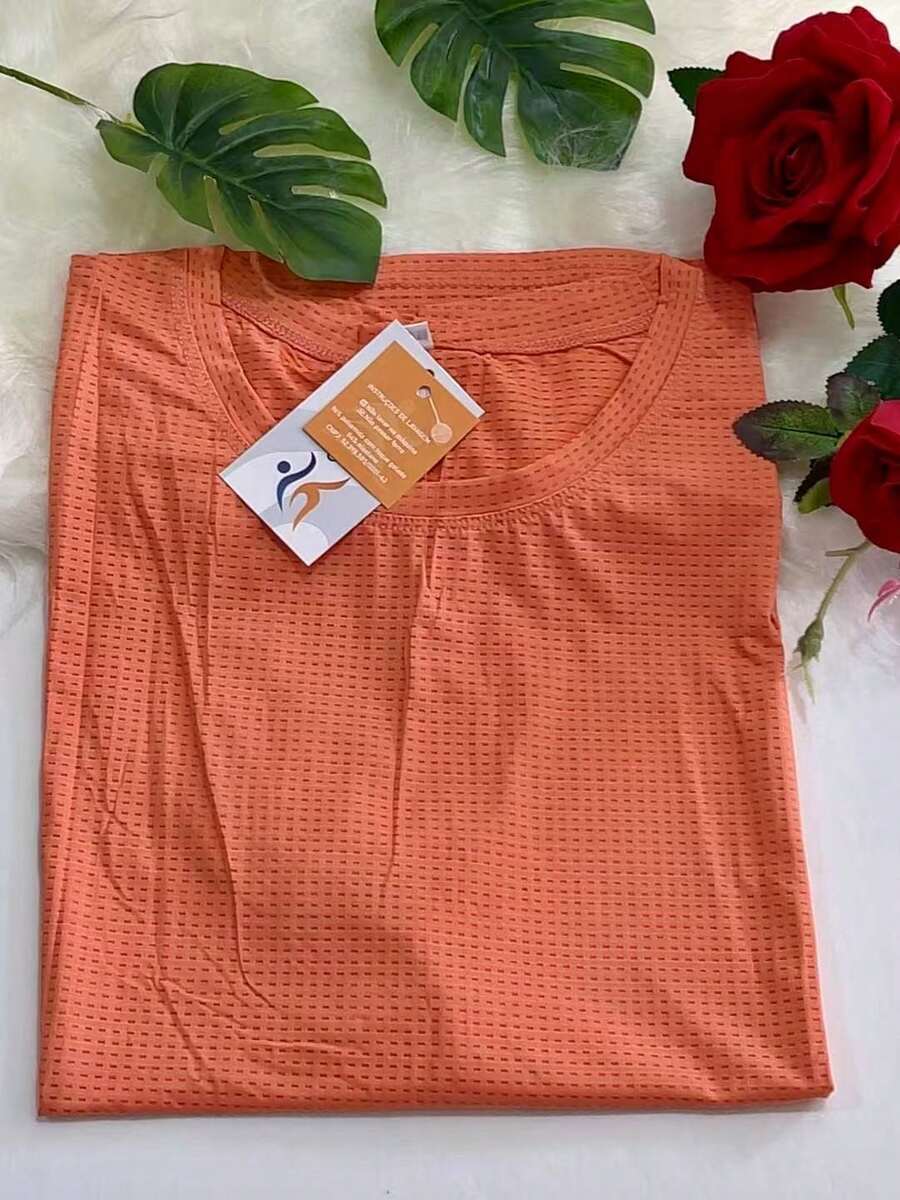 COLD MESH T-SHIRT ROUND NECK POLYAMIDE FITNESS SPORTS - 橘色 - 查看 1