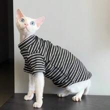 无毛猫三色爪印长袖休闲轻便内衬衣服，适合斯芬克斯猫、德文卷毛猫 - 綠色 - 查看 8