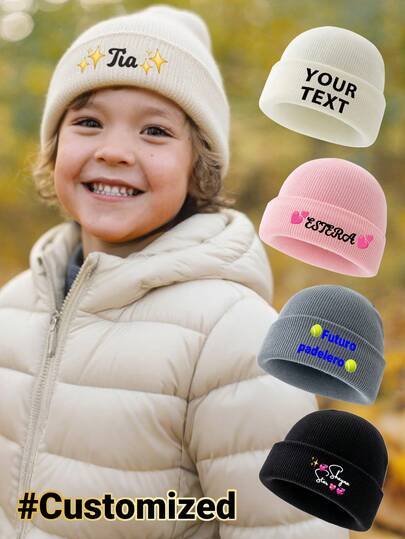 1 buc. Căciulă tricotată personalizată pentru copii, la modă și versatilă, potrivită ca și cadou, potrivită pentru băieți și fete pentru uz zilnic.