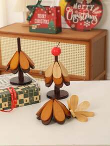 天然木质热菜三脚架，木质圣诞树杯垫（3 件套），树形三脚架，家居和餐厅桌面装饰杯垫，圣诞装饰，房间装饰，圣诞节，家居圣诞装饰，新年 - 彩色 - 查看 8