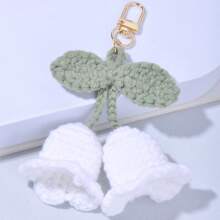 1 pièce Porte-clés en forme de cloche d'orchidée en crochet fait main, attache décorative, charm de sac à dos pour fille à la mode, pendentif de fleur mignon pour sac à dos/portefeuille, fournitures scolaires, cadeau pour enseignant, accessoires de rentrée scolaire, ornement floral au crochet, convenant pour le port en été