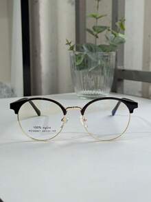 Unisex Clip-On 2 In 1 Round Small Size Polarized Lens Fashion Eyeglasses Frame PZ10200T - Brown - View 6