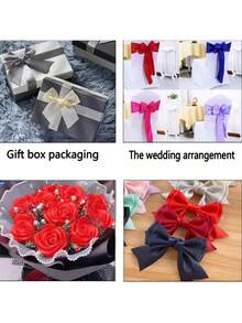 1/5pcs Colorful Gift Wrapping Ribbons, Satin Ribbons, Brocade Ribbons, Silk Ribbons, 4cm Wide, For Handmade Artificial Rose Flowers, Gift Packaging - Royal Blue - View 9