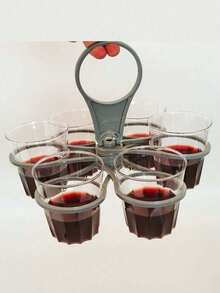 1 件 6 槽可折叠饮料架，折叠式杯架，6 槽可旋转杯子收纳架，轻质坚固的塑料饮料架，适用于派对、烧烤、露营、野餐户外活动中的咖啡、葡萄酒、鸡尾酒，露营饮料收纳架