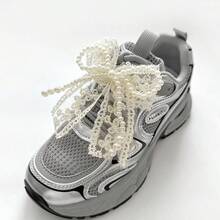 2pcs Fashionable Faux Pearl Lace Bow Shoe Clips, Versatile Detachable Shoe Decorations For Sneakers, Canvas Shoes, Holiday Gift