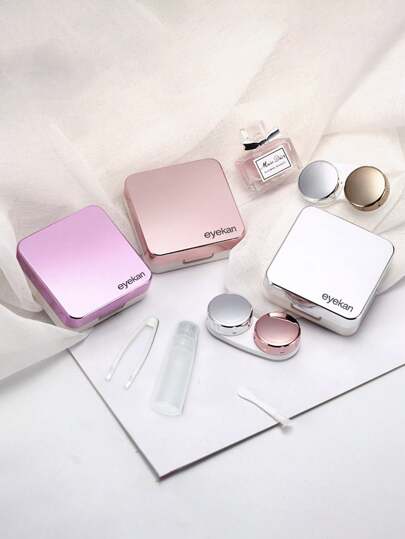 eyekan Minimalist Mirror Contact Lens Case, Portable Leak-Proof Contact Lens Kit With Mirror, Suitable For Soaking Contact Lenses For Travel And Home Use.School