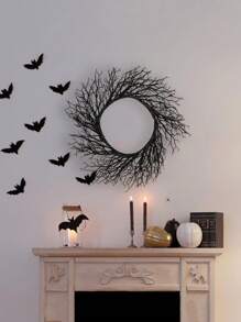 1pc Realistic Black Dried Vine Wreath Decoration, Halloween Horror Party Door Hanging, Artificial Black Withered Branch Decor Suitable For Halloween And Gothic Style Home Decor Halloween Decor Fall Decor Room Decor Autumn Decor