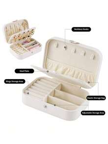 4/1 件便携式珠宝收纳盒，旅行耳环项链戒指盒，简约珠宝收纳盒，阳光旅行酷炫返校