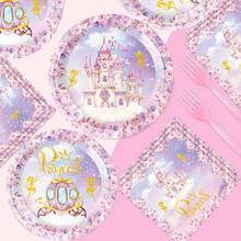 10/2050PCS Princess Party Tableware Decoration Set, Princess Birthday Party Decoration Supplies Include Disposable Tableware Plates, Cups, Napkins, Suitable For Princess Themed Birthday Parties And Baptism Parties, Can Be Used By 20 Guests. - Multicolor - View 5