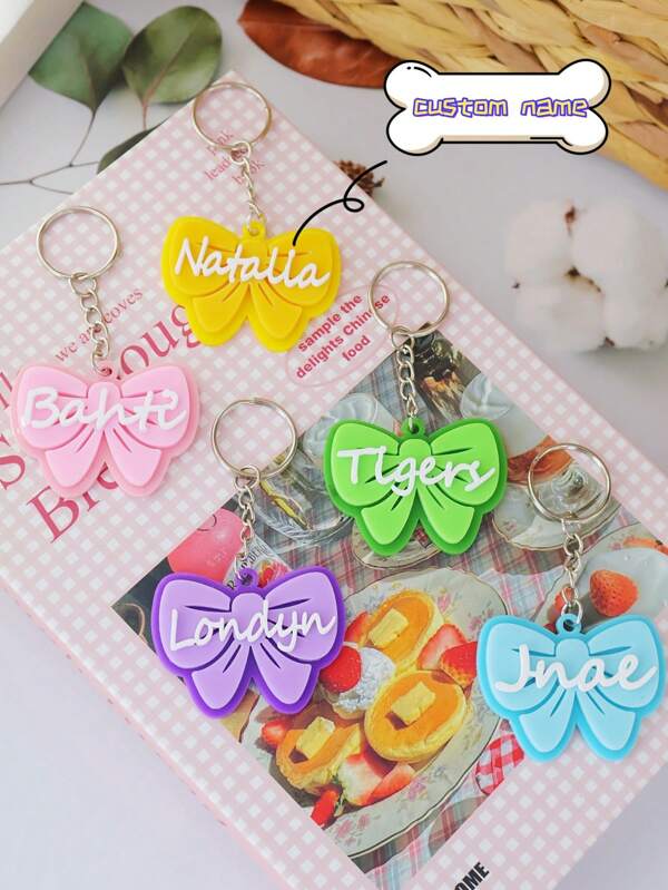 1PC Custom Name Bow Backpack Tag Keychain, Customizable Name, Multiple Colors To Choose, Daily, Cute, Gifts For Girlfriend/Family, Birthday Gifts, Ideal Gifts For Women
