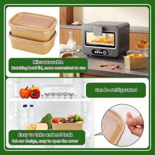 750毫升/25盎司一次性带盖牛皮纸碗，长方形食品容器汤碗派对用品零食碗 10/25/50个