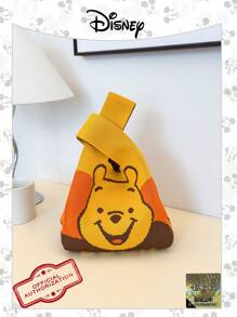 Disney 1 Pc Disney Winnie The Pooh Series Crochet Bags Double Handle No-Closure Design Square Bag Lightweight Handbag For Lady/Girls/Women Perfect For Daily/Outing/Shopping