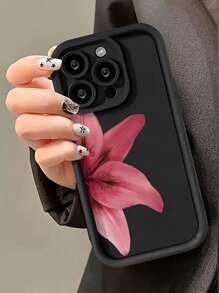 1pc Red Floral Pattern Soft TPU Shockproof Protective Phone Case, Fashion, Full-Body Protection, Compatible With IPhone 17/17 Air/17 Pro/17 Pro Max, 16/16E, 15/15 Pro/15 Pro Max, 14/14 Pro/14 Pro Max, 13/13 Pro/13 Pro Max, 12, 11