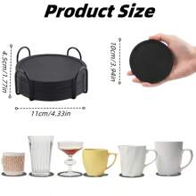 6 Stück schwarze Silikon Getränkeuntersetzer mit Edelstahlhalter - rutschfest, wiederverwendbar und leicht zu reinigen - perfekt zum Schutz von Tischen und Gartenmöbeln vor Wasserringen und Flecken - ideal für den Heimgebrauch mit Tassen, Bechern und Getränken, Silikon Untersetzer für Getränke, Schulanfang, Halloween, Weihnachten