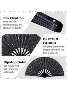 Large Glitter Fan For Line Dancing, Folding Fan,Women Hand Fan Retro Spanish Style Folding Hand Fan,13-Inch Boots On The Floor, Folding Hand Fan For EDM, Music Festival, Hot Flashes, Party, Decoration,Weddings And Dance Parties,Teacher's Day, Wedding Season, Graduation Season, Gifts For Family And Friends