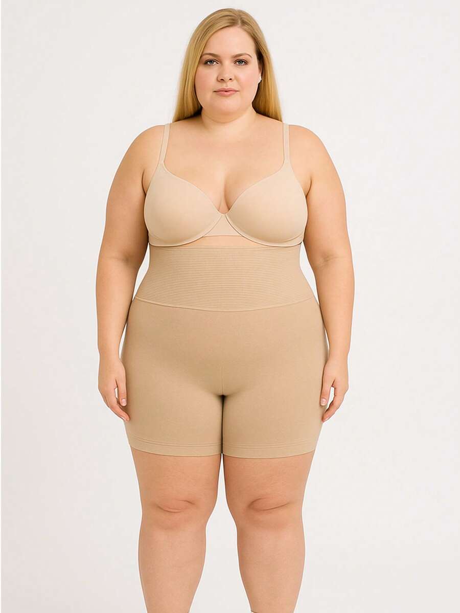 Shorts Shaping Belt Holds Belly Plus Size Bermuda Petticoat Slims High Waist Compression Does Not Roll Up Nude - 米色 - 查看 1