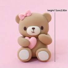 1 Pc Cake Decoration Small Bear Cake Topper, Figurine Bear, Mini Bear Doll Cake Decoration, Suitable For Use At Parties, Birthday Parties, Weddings, Anniversary Celebrations, And Cake Decorations - Pink - View 19