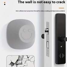 2pcs Smiling Face Silicone Door Stopper, Wall Protector, Self-Adhesive Soundproof Anti-Collision Door Handle Lock Cover For Refrigerator, Available In Black, White And Gray - Multicolor - View 6