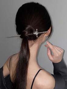 1pc Women New Chinese Style Ancient Sword Hair Clip 20cm 7.87in Decorative Hair Accessory For Girls Women Hair Clips Accessories - 銀色 - 查看 5