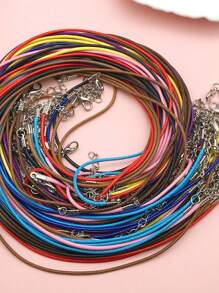 10pcs Wax Cord Leather Rope Necklace, DIY Craft Jewelry Pendant Necklace Choker Chain With Lobster Clasp, Suitable For Women Daily Wear