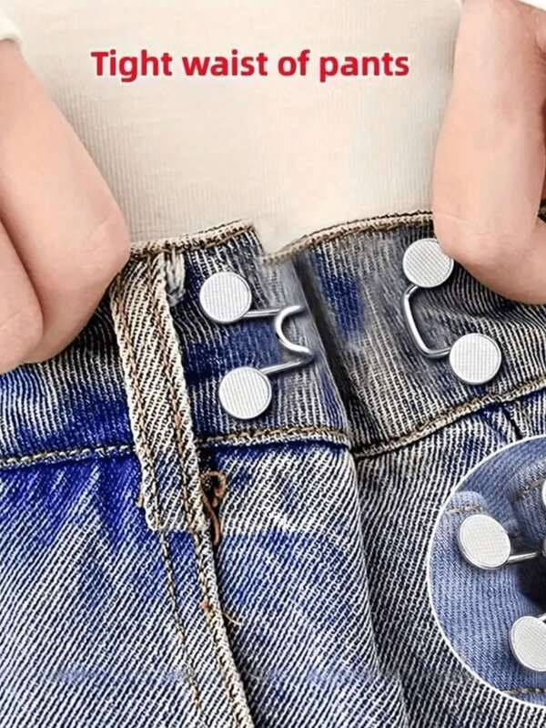 1/3/6pcs Pant Waist Tightener, Adjustable Waist Buckle Set, Extra Button For Jeans To Make Tighter, Button Adjuster For Pants, Jeans, , Sleeves (Silver)Adjustable Metal Button Pins For Jeans And Clothing, Fashionable Girls's Accessories