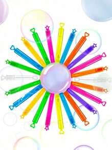 12/24/48pcs Colorful Mini Bubble Sticks, Cute Star Shaped Bubble Straws, Bubble Party Gifts, Party Desktop Decorations, Party Photo Props, Party Atmosphere Builders, Multiple Colors, Suitable For Theme Birthdays, Christmas, Halloween, Carnival Prizes, Weddings, Very Suitable For Wedding Decoration And Outdoor Games (Color Random)