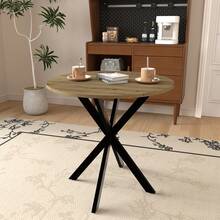 31.5 Inch Round Dining Table, Small Circle Kitchen Table With Metal Black Legs For 2-4 People,Modern Dining Room Table - 棕色 - 查看 4