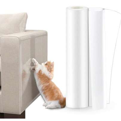 1 Cuộn miếng dán bảo vệ ghế sofa trong suốt dày - Chống mèo cào & Chống thấm nước, Dễ bóc & cắt, Không để lại cặn, Màng dán tự dính cho đồ nội thất, tường, bàn đá cẩm thạch & mặt bàn bếp