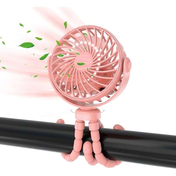 1pc Mini Portable Stroler Fan, Battery Powered Clip On, Detachable 3 Speed 360" Rotating Flexible Handheld Tripod Fan For Car Seat Crib TreadmillTravel