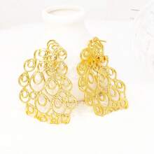 女士耳环，奢华镀金设计，大号吊坠耳环，双色时尚珠宝，婚礼和派对礼物，配饰