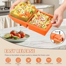 Local Delivery Silicone Freezer Tray With Lid - 2 Cup Soup Freezer Container Molds - Extra Large Ice Cube Tray - Silicone Freezer Food Molds For Freezing & Storing Soup, Sauce, Broth, Leftovers (2 Pack) - trái cam - Xem 3