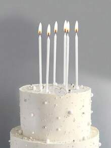 6 件白色直锥形蜡烛，高品质蜡烛，适合生日派对、蛋糕、婚礼、节日