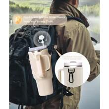1 set Étui de 40 Oz avec sangle d'épaule réglable et accessoires de chapeau de paille, sac de rangement double, compatible avec le godet de 40 oz et 30 oz, étui isotherme en néoprène avec sangle d'épaule réglable, accessoire de tasse pour activités de plein air, bureau, voyages, cadeaux, sports, accessoire de bouteille de transport