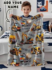 1pc Customizable Text Blanket, Suitable As Gift For Girls, Boys, Adults, Valentine's Day, Lightweight, Soft And Warm, Suitable For Mother's Day, Birthday, Father's Day, Graduation, Wedding, Christmas, Home Sofa, Bed, Car, Bedroom, Living Room - Multicolor - View 2