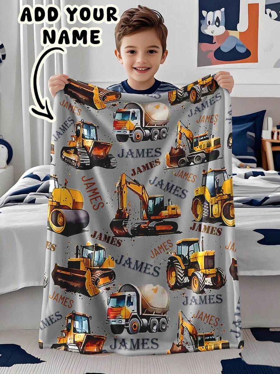 1pc Customizable Text Blanket, Suitable As Gift For Girls, Boys, Adults, Valentine's Day, Lightweight, Soft And Warm, Suitable For Mother's Day, Birthday, Father's Day, Graduation, Wedding, Christmas, Home Sofa, Bed, Car, Bedroom, Living Room