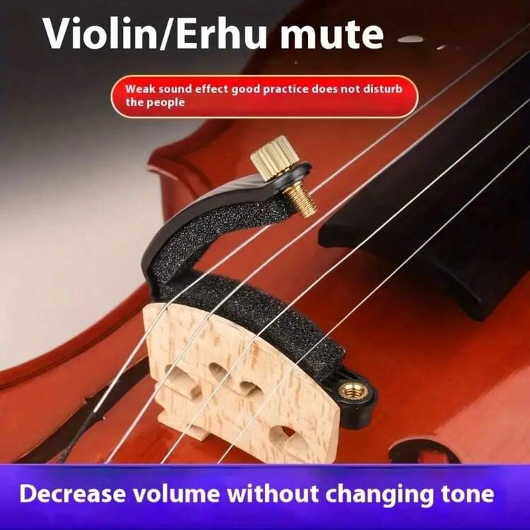 Silenciador de violín, silenciador de alta calidad para guitarra y ukulele con amortiguador de espuma premium incorporado, que reduce eficazmente el ruido sin dañar el instrumento, accesorio para instrumentos de cuerda - violín erhu mudo - Añade 3