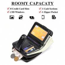 Small Women Wallet RFID Blocking Bifold Zipper Pocket Wallet Ladies Mini Purse - 紅色 - 查看 4