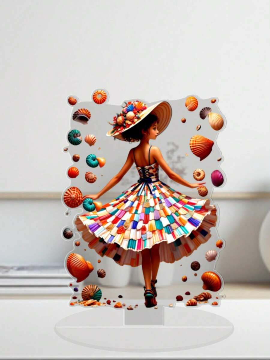 2D Flat Female Model Diamond Art Acrylic Ornament, Decoration For Display, Thanksgiving Surprise Gift