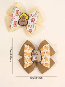 2 pièces Barrettes à cheveux avec nœud imprimé Capybara pour femmes et filles, pinces à cheveux en forme d'alligator à imprimé animal de dessin animé, barrettes adorables Capybara, accessoires de cheveux mignons et doux pour filles et femmes, pince à plat, épingle à cheveux, pinces à cheveux