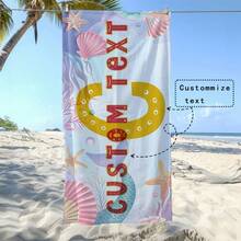 1pc Super Soft Quick-Dry Beach Towel, Light Pink With Mermaid And Shell Pattern, Minimalist And Fashionable. Customizable Printing Available Using Heat Transfer Technology. Multiple Sizes, Portable And Lightweight, Suitable For Beach, Picnic Or Daily Use. Perfect Gift Or Self-Use Option For Summer!