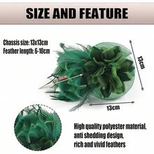 Fascinators Hats Women,Tea Party Fascinator Hair Clip With Feathers Wedding,Derby Hats Headbands - 款式1-綠色 - 查看 3